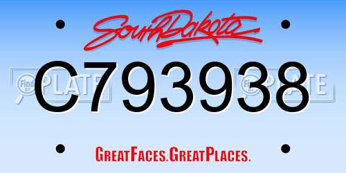 C793938 South Dakota License Plate