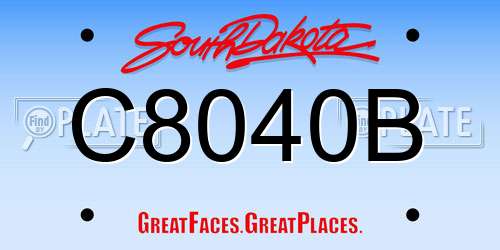 C8040B South Dakota License Plate