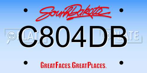 C804DB South Dakota License Plate