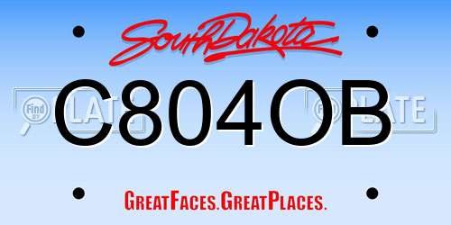 C804OB South Dakota License Plate