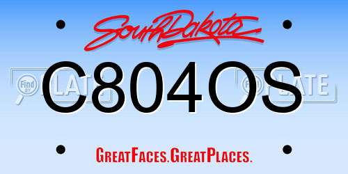 C804OS South Dakota License Plate