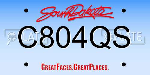 C804QS South Dakota License Plate