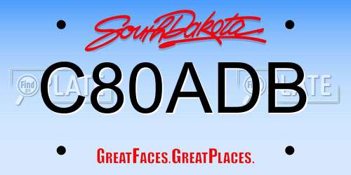 C80ADB South Dakota License Plate