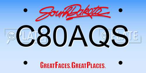 C80AQS South Dakota License Plate