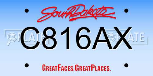 C816AX South Dakota License Plate
