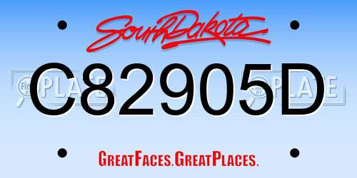 C82905D South Dakota License Plate