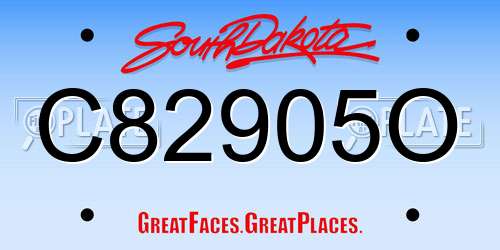 C82905O South Dakota License Plate