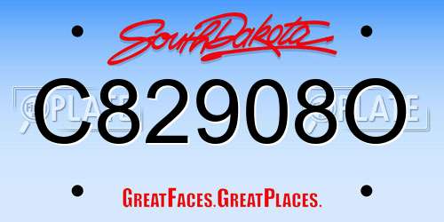 C82908O South Dakota License Plate