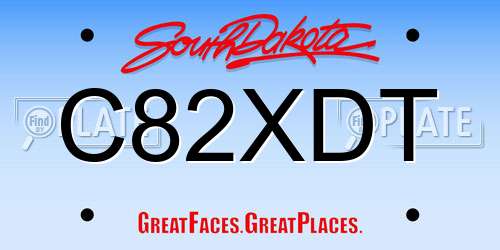 C82XDT South Dakota License Plate