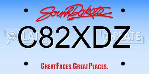 C82XDZ South Dakota License Plate