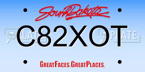 C82XOT South Dakota License Plate