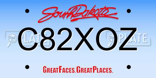 C82XOZ South Dakota License Plate
