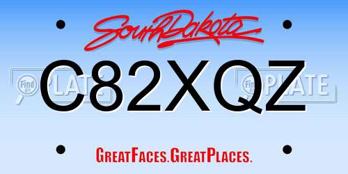C82XQZ South Dakota License Plate