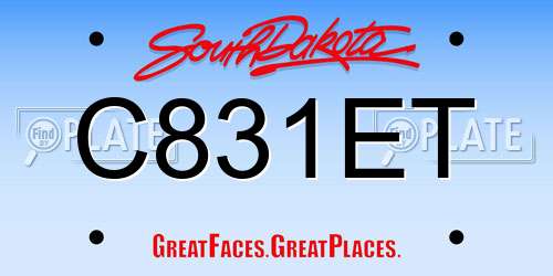 C831ET South Dakota License Plate