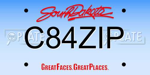 C84ZIP South Dakota License Plate