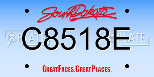 C8518E South Dakota License Plate