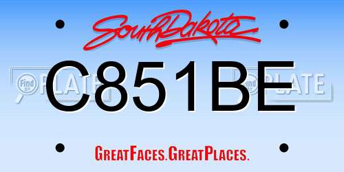 C851BE South Dakota License Plate