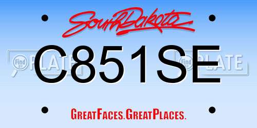 C851SE South Dakota License Plate