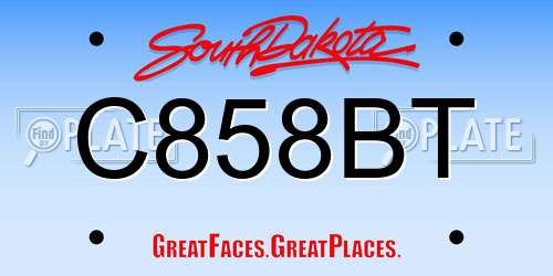 C858BT South Dakota License Plate