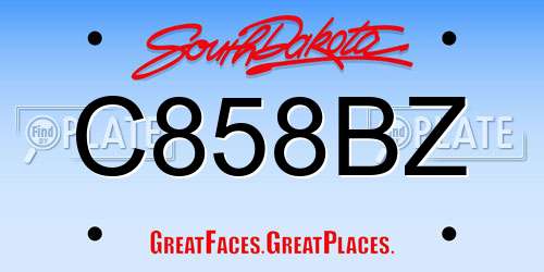 C858BZ South Dakota License Plate