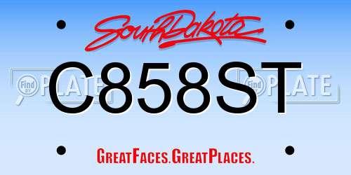 C858ST South Dakota License Plate