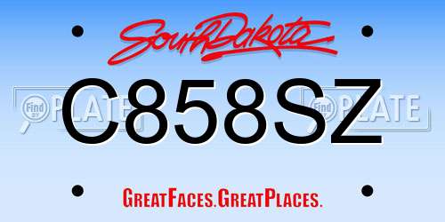 C858SZ South Dakota License Plate