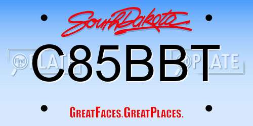 C85BBT South Dakota License Plate