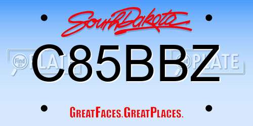 C85BBZ South Dakota License Plate
