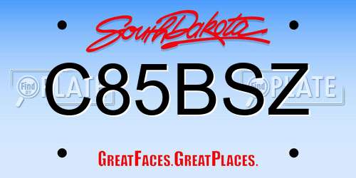 C85BSZ South Dakota License Plate