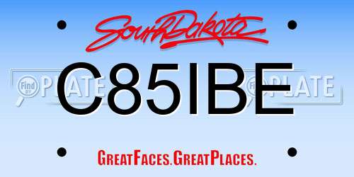 C85IBE South Dakota License Plate
