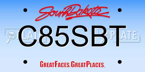 C85SBT South Dakota License Plate