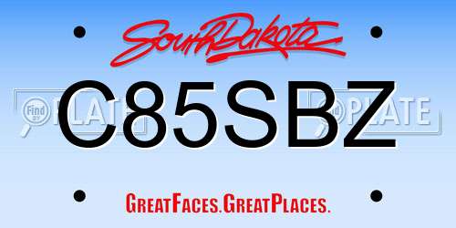 C85SBZ South Dakota License Plate