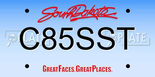 C85SST South Dakota License Plate