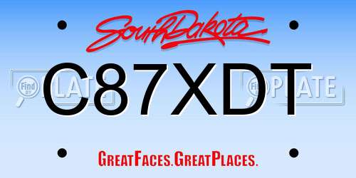 C87XDT South Dakota License Plate