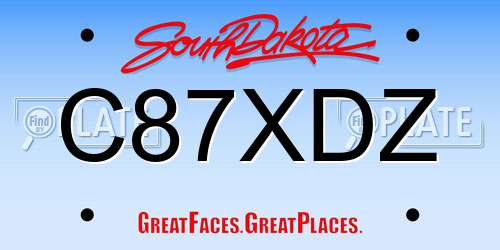 C87XDZ South Dakota License Plate