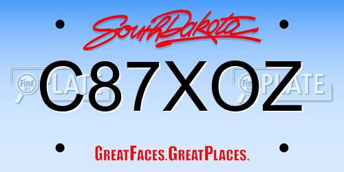 C87XOZ South Dakota License Plate