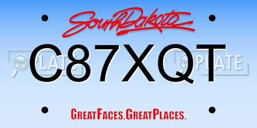 C87XQT South Dakota License Plate