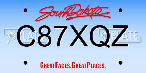 C87XQZ South Dakota License Plate