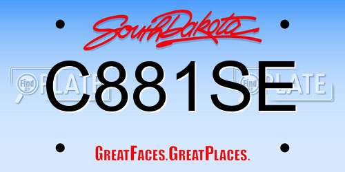 C881SE South Dakota License Plate