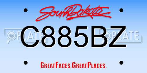 C885BZ South Dakota License Plate