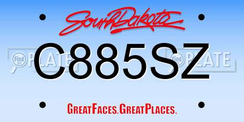 C885SZ South Dakota License Plate