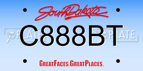 C888BT South Dakota License Plate