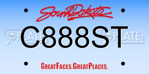 C888ST South Dakota License Plate