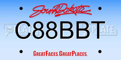 C88BBT South Dakota License Plate