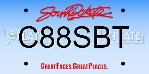 C88SBT South Dakota License Plate