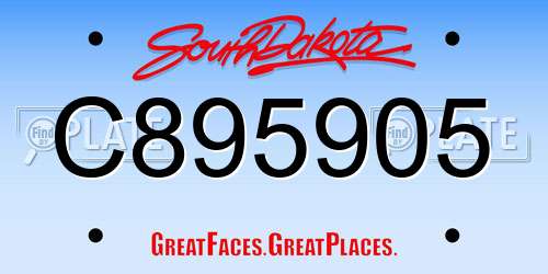 C895905 South Dakota License Plate