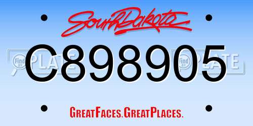 C898905 South Dakota License Plate