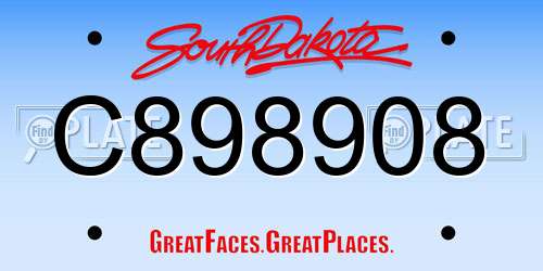 C898908 South Dakota License Plate
