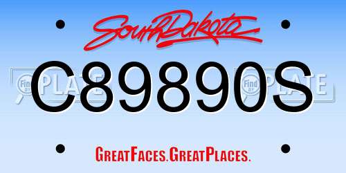 C89890S South Dakota License Plate