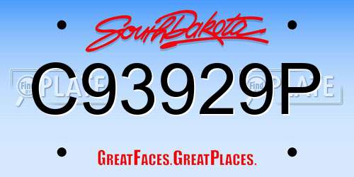 C93929P South Dakota License Plate